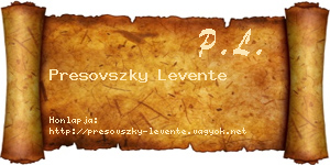 Presovszky Levente névjegykártya